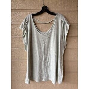 LYS Love Your Size womens Pale Green Sparkle Scoop Neck Knit Top size 3X